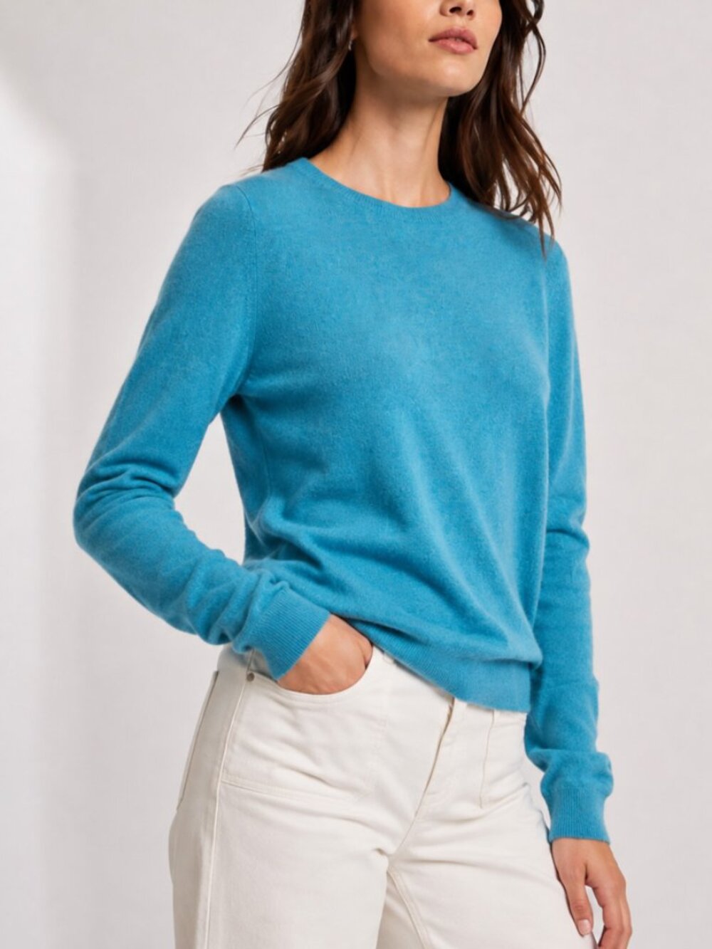 C by Bloomingdales Cashmere Sweater in Marled Teal Size M